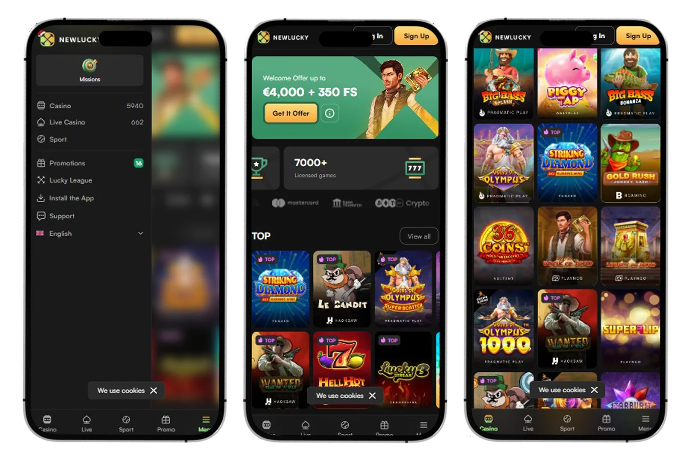 NewLucky Casino Mobiele versie