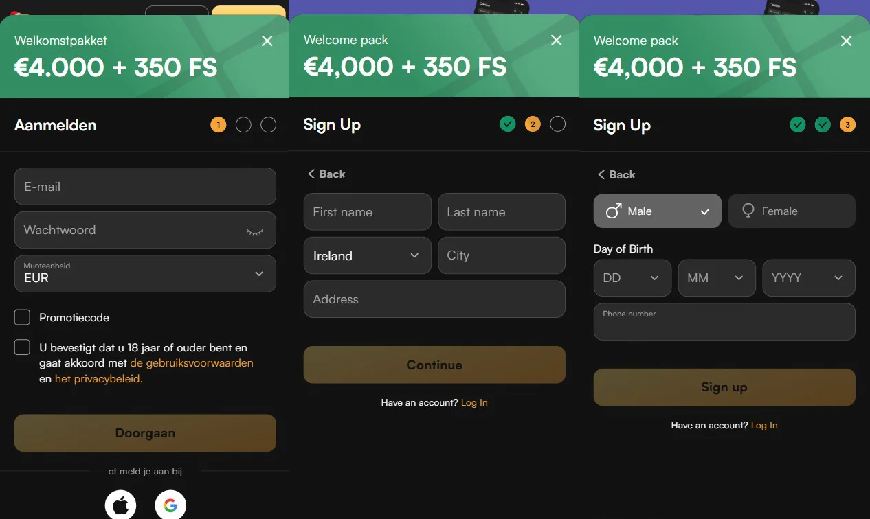 NewLucky Casino Registratie